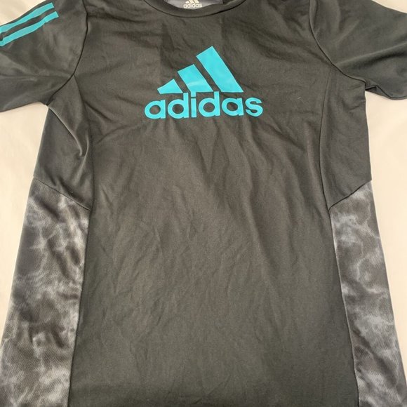 BOYS ADIDAS 3 STRIPE ATHLETIC BLACK SHIRT size lar - Picture 1 of 7